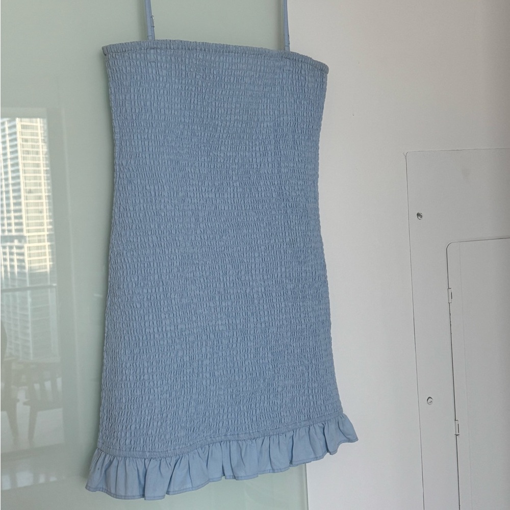 Lovers and Friends light blue ribbed mini dress